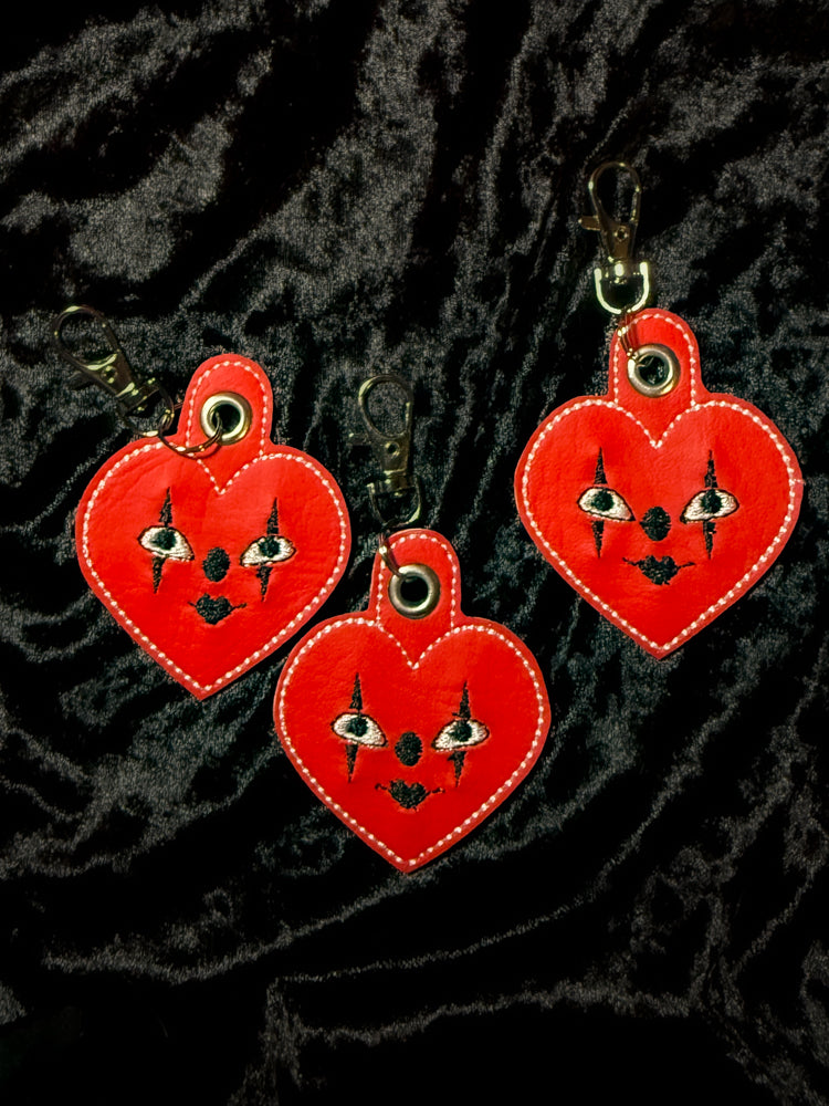 Heart Face Keychain (Red)