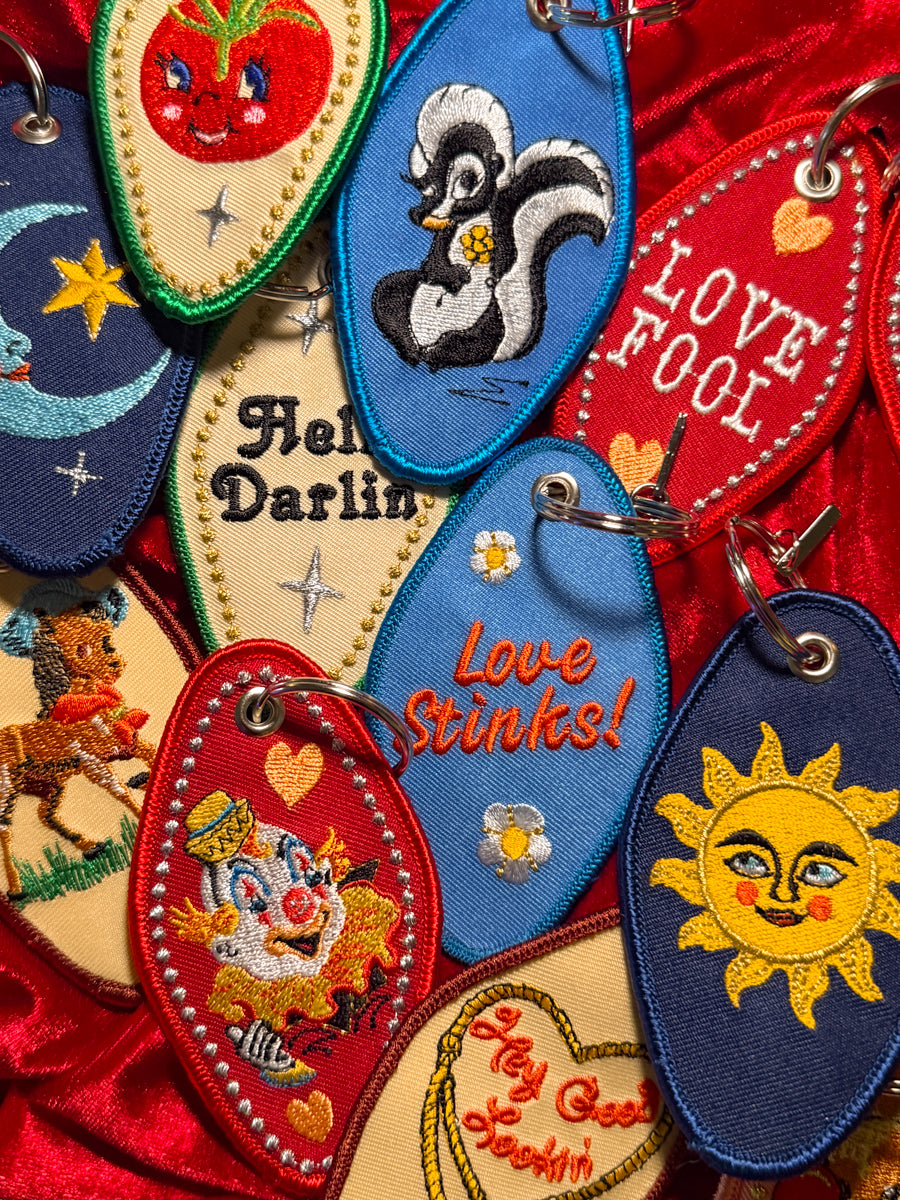 Sun and Moon Embroidered Keychain