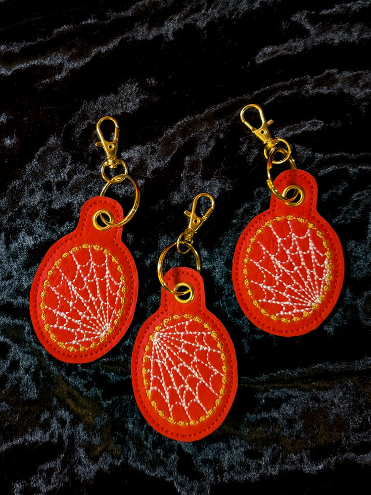 Spiderweb Keychain (Red/Gold)