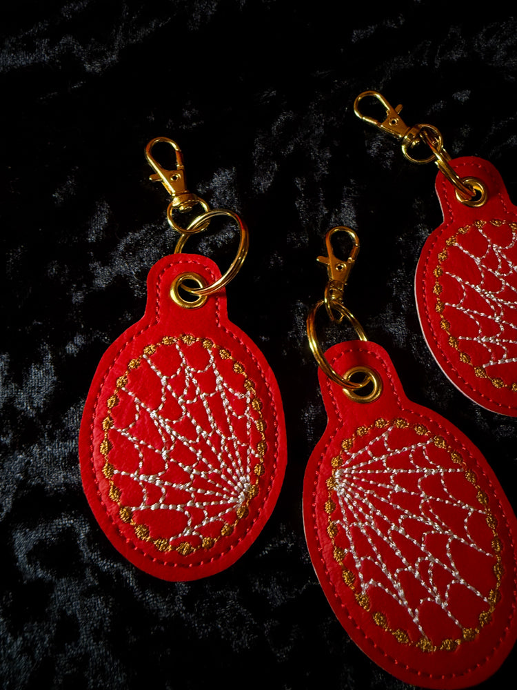 Spiderweb Keychain (Red/Gold)