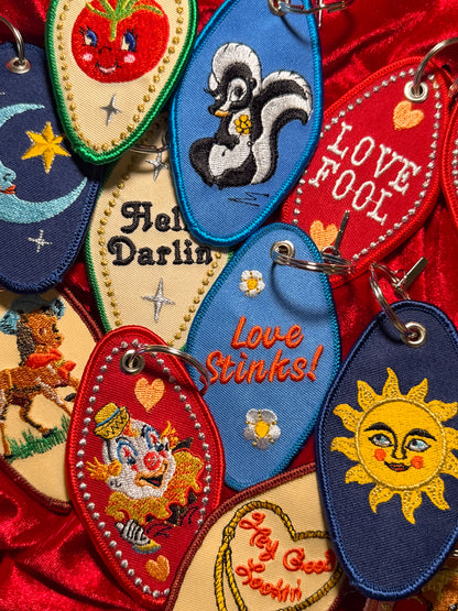 Sun and Moon Embroidered Keychain